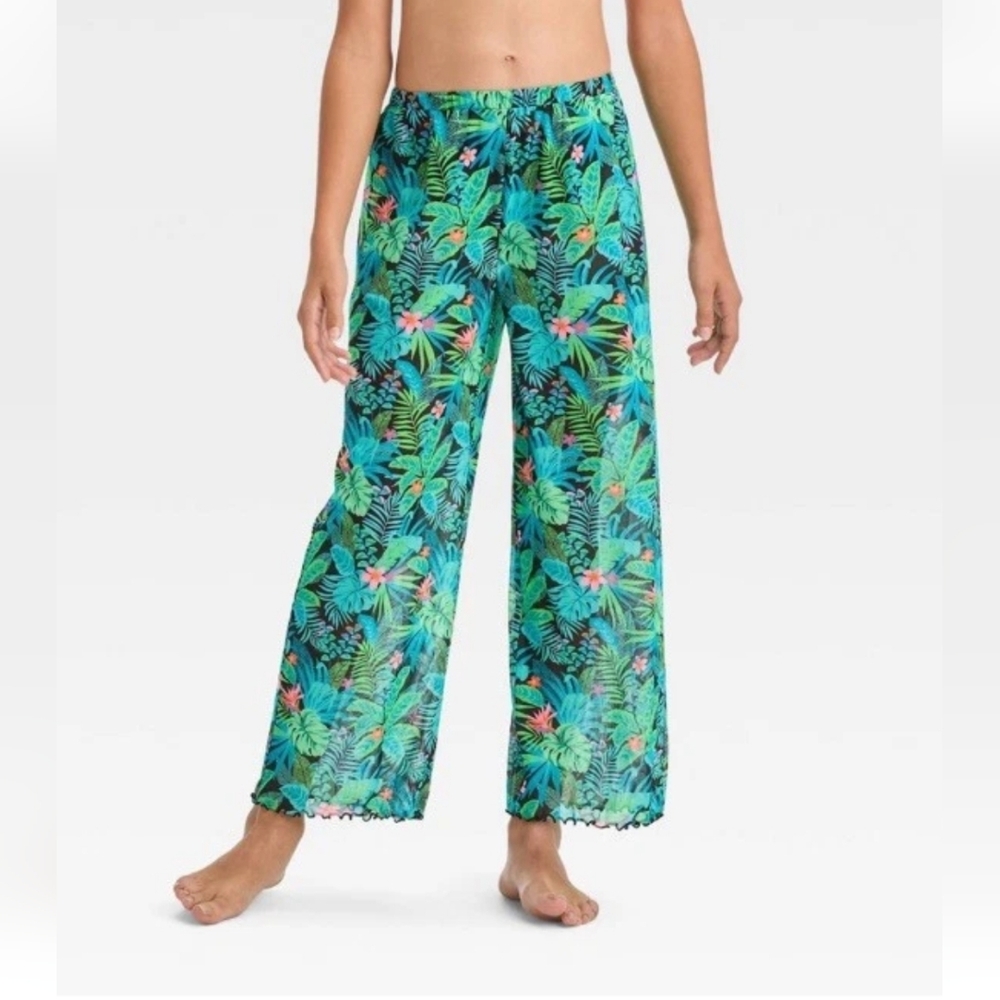 Girl's Tropical Floral Swimsuit Cover-Up Pants - Art Class - S (6/7)